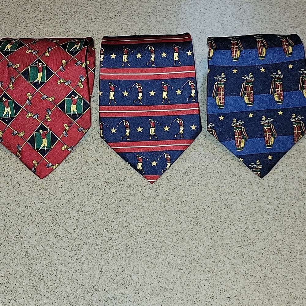 Tommy Hilfiger Vintage 100% Italian Silk Golf Theme Ties 3 Piece Lot Made in USA - Picture 14 of 14